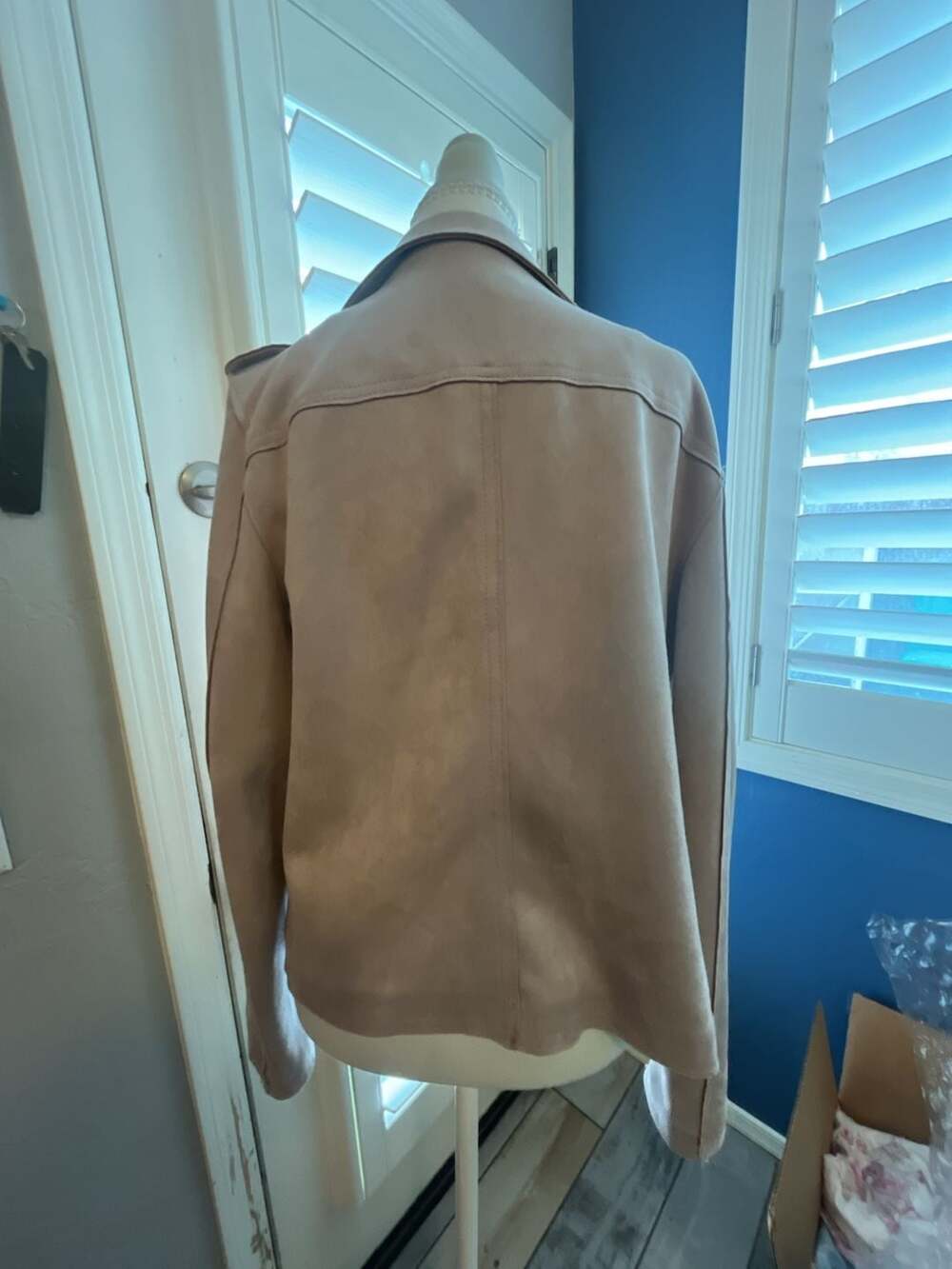 Philosophy Republic Clothing Taupe Faux Suede Moto Jacket Size L - Picture 5 of 7